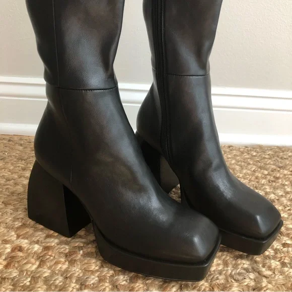 Jeffrey Campbell Black Heeled Boots with Chunky Heel - Picture 7 of 14